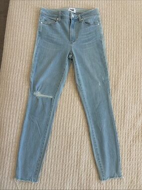 PAIGE Hoxton Ankle High Rise Skinny Jeans Light Wash Distressed Size 27